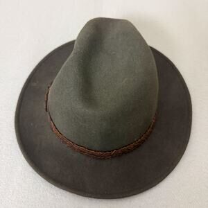 Brown 100% Wool Felt Fedora Hat X-Large Made USA Braided Band RN 31905 WPL 5923